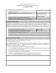 Provider Profile Form - Modified Non-per Capita Conservation Program - Arizona, Page 2