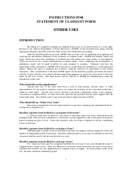 Document preview: Instructions for Statement of Claimant Form - Other Uses - Arizona