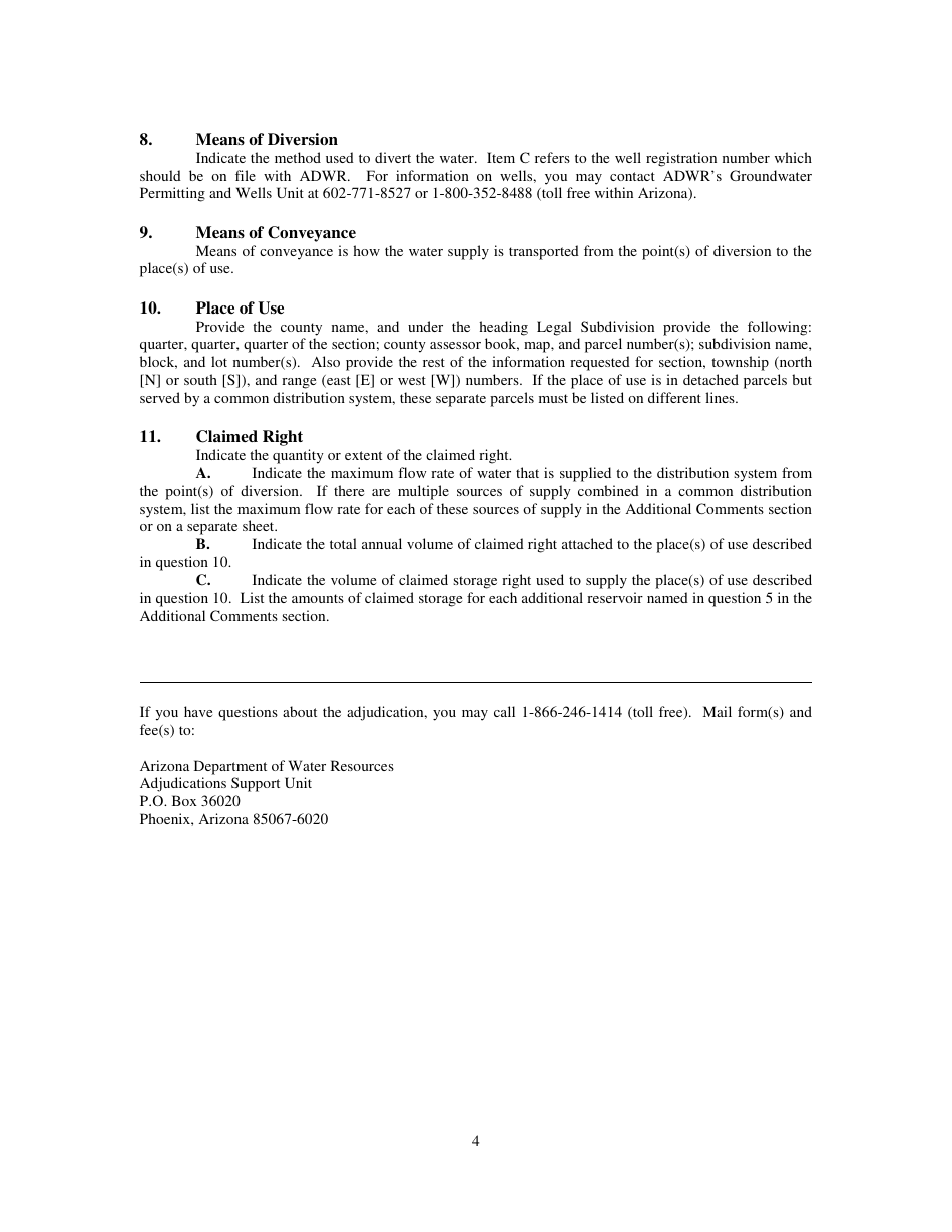 Instructions for Statement of Claimant Form - Other Uses - Arizona, Page 4