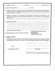 Statement of Claimant Form for Domestic Use - Upper Salt River Watershed - Maricopa County, Arizona, Page 2