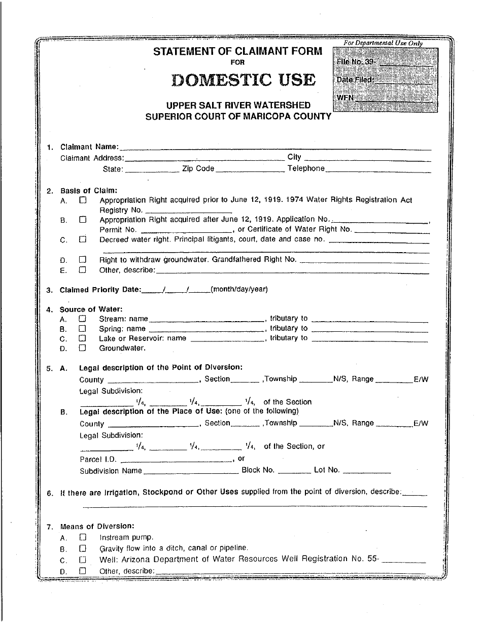 Claimant Statement.pdf Maricopa County, Arizona Statement of Claimant Form for Domestic Use ...