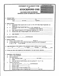 Statement of Claimant Form for Stockpond Use - San Pedro River Watershed - Maricopa County, Arizona