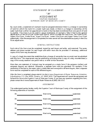 Assignment of Statement of Claimant - Gila River Adjudication - Maricopa County, Arizona