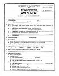 Statement of Claimant Form for Stockpond Use Amendment - Maricopa County, Arizona