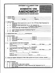 Document preview: Statement of Claimant Form for Domestic Use Amendment - Apache County, Arizona