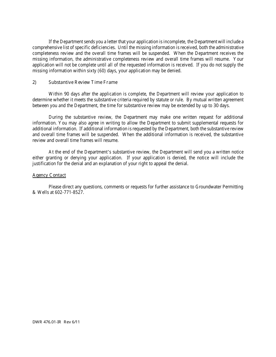 Instructions for Form 476.01-IR Late Application for a Irrigation Grandfathered Right - Arizona, Page 2
