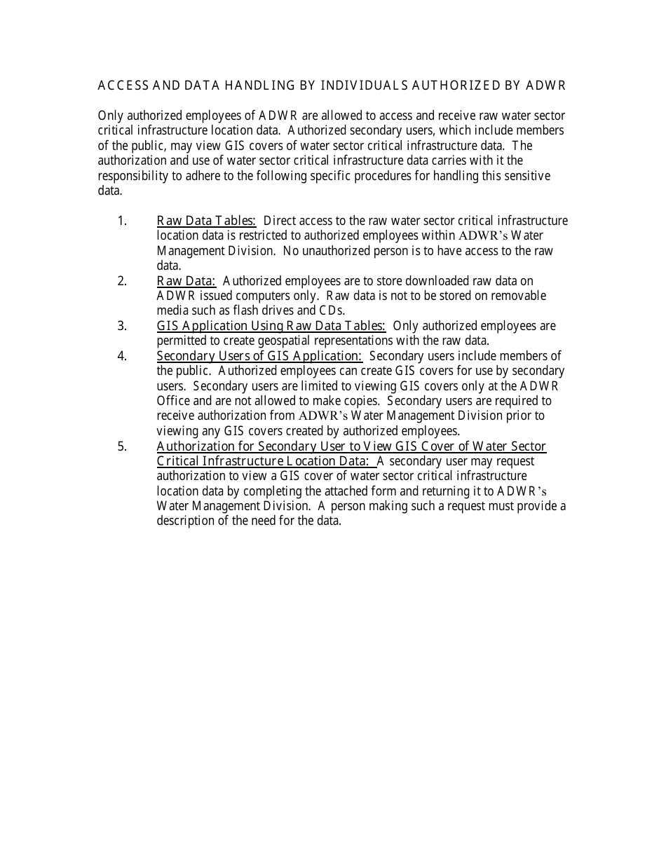 Request for Authorization to View Water Sector Critical Infrastructure Data - Arizona, Page 2