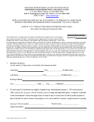 Form 45-437 Application for Notice of Authority to Irrigate Land in an Irrigation Non-expansion Area Pursuant to a.r.s. 45-437 - Joseph City Irrigation Non-expansion Area (Ina) Record of Irrigation History - Arizona