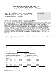 Document preview: Form 465.01 Application to Substitute Flood Damaged Acres Within an Active Management Area Pursuant to a.r.s. 45-465.01 - Arizona