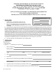 Document preview: Form 45-513 Application for Permit to Withdraw Groundwater for Dewatering Purposes Within an Active Management Area - Arizona