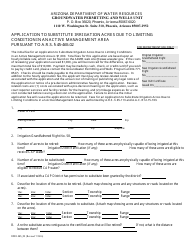 Form DWR465_02 Application to Substitute Irrigation Acres Due to Limiting Condition in an Active Management Area Pursuant to a.r.s. 45-465.02 - Arizona