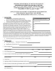 Form 515 Application for Permit to Withdraw Groundwater for General Industrial Use Within an Active Management Area - Arizona