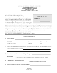 Document preview: Application for Groundwater Savings Facility Permit - Arizona