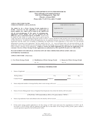 Application for Water Storage Permit - Arizona