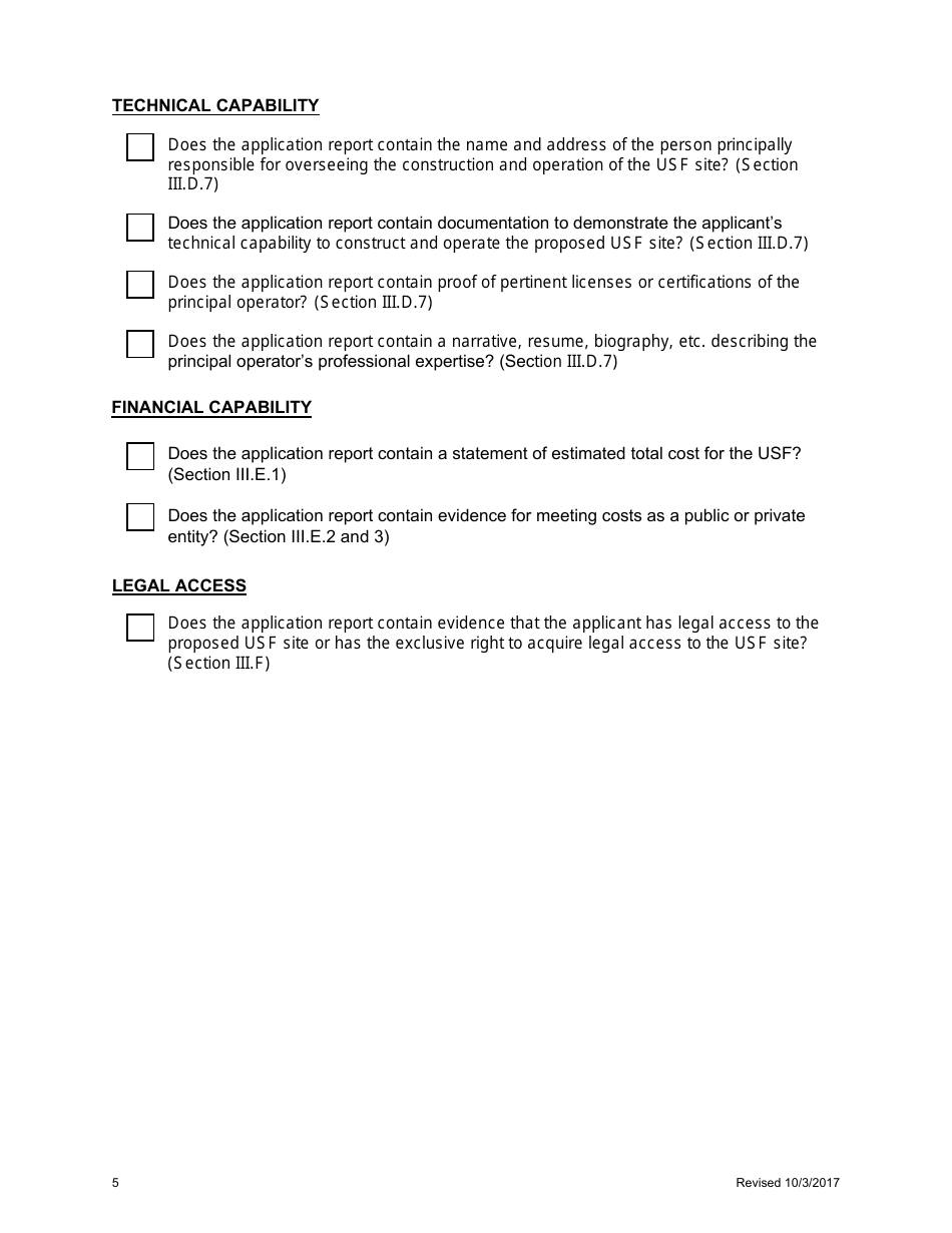 Underground Storage Facility Application Checklist - Arizona, Page 5