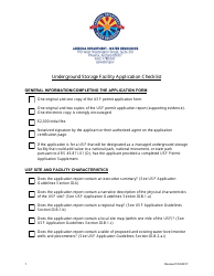 Document preview: Underground Storage Facility Application Checklist - Arizona