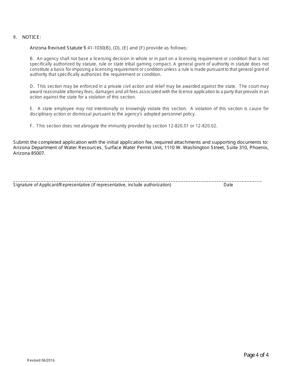 Application for Change in Beneficial Use - Arizona, Page 4