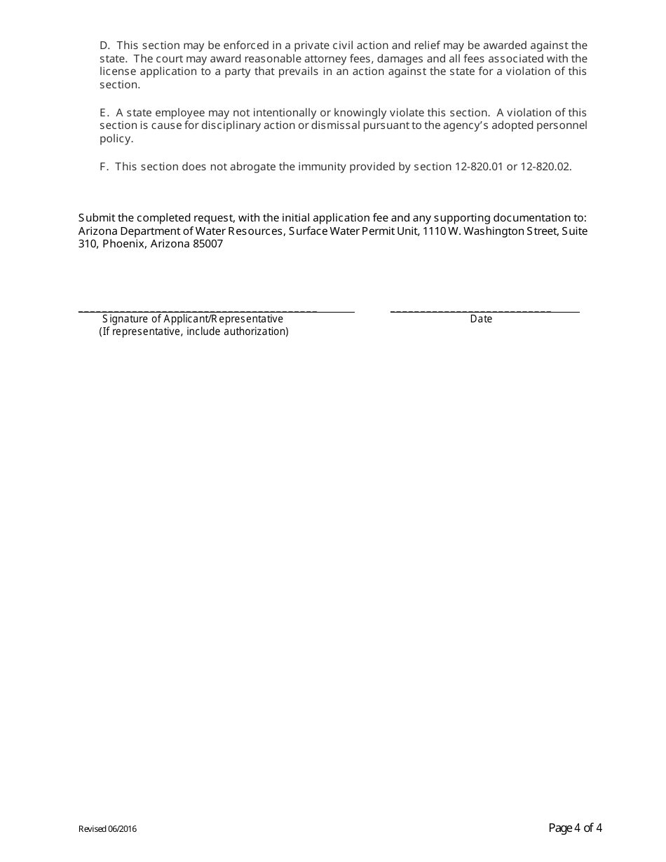 Request for Approval of Extension of Time to Complete Construction of Works by Which Water Is Put to Beneficial Use - Arizona, Page 4