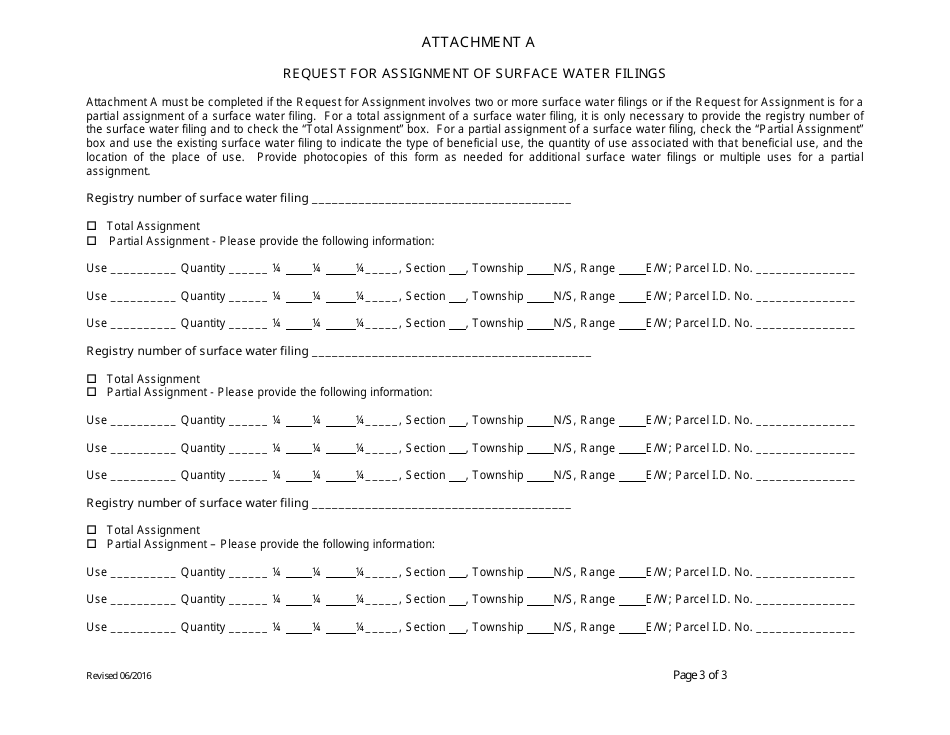 Request for Assignment of Surface Water Filings - Arizona, Page 3