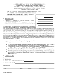 Document preview: Form 519.01 Application for Permit to Withdraw Groundwater for Hydrologic Testing Purposes Within an Active Management Area - Arizona