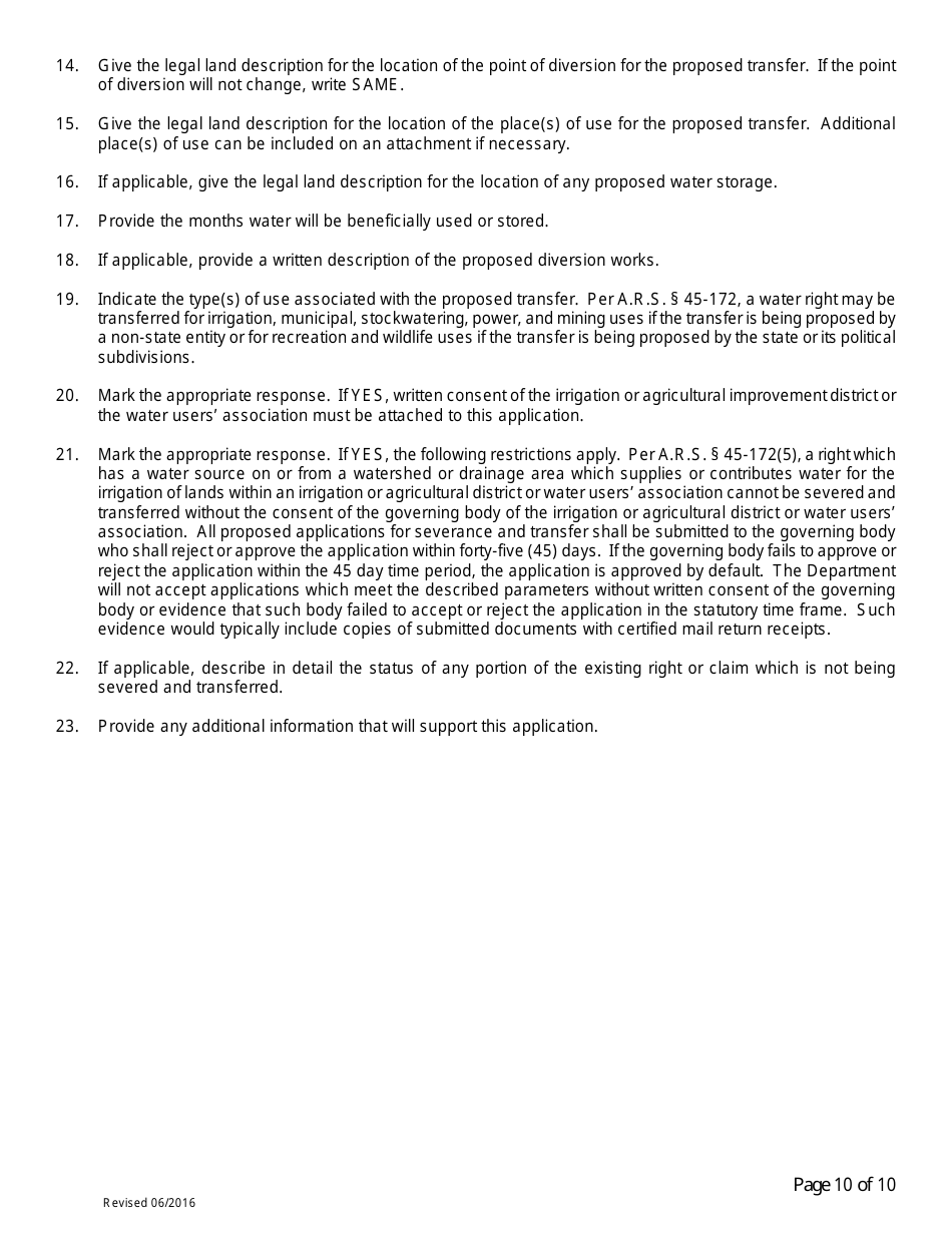 Application to Sever and Transfer - Arizona, Page 10