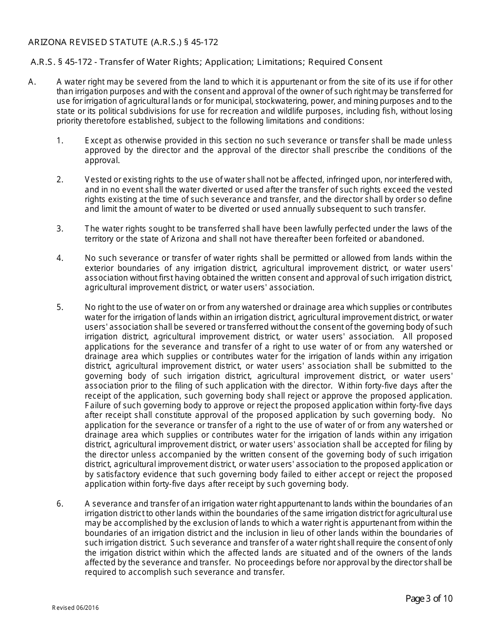 Application to Sever and Transfer - Arizona, Page 3