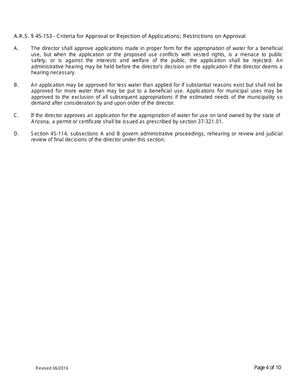 Application for Permit to Appropriate Public Water of the State of Arizona for Instream Flow Purposes - Arizona, Page 4