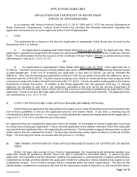 Application for Certificate of Water Right (Proof of Appropriation) of Water - Arizona