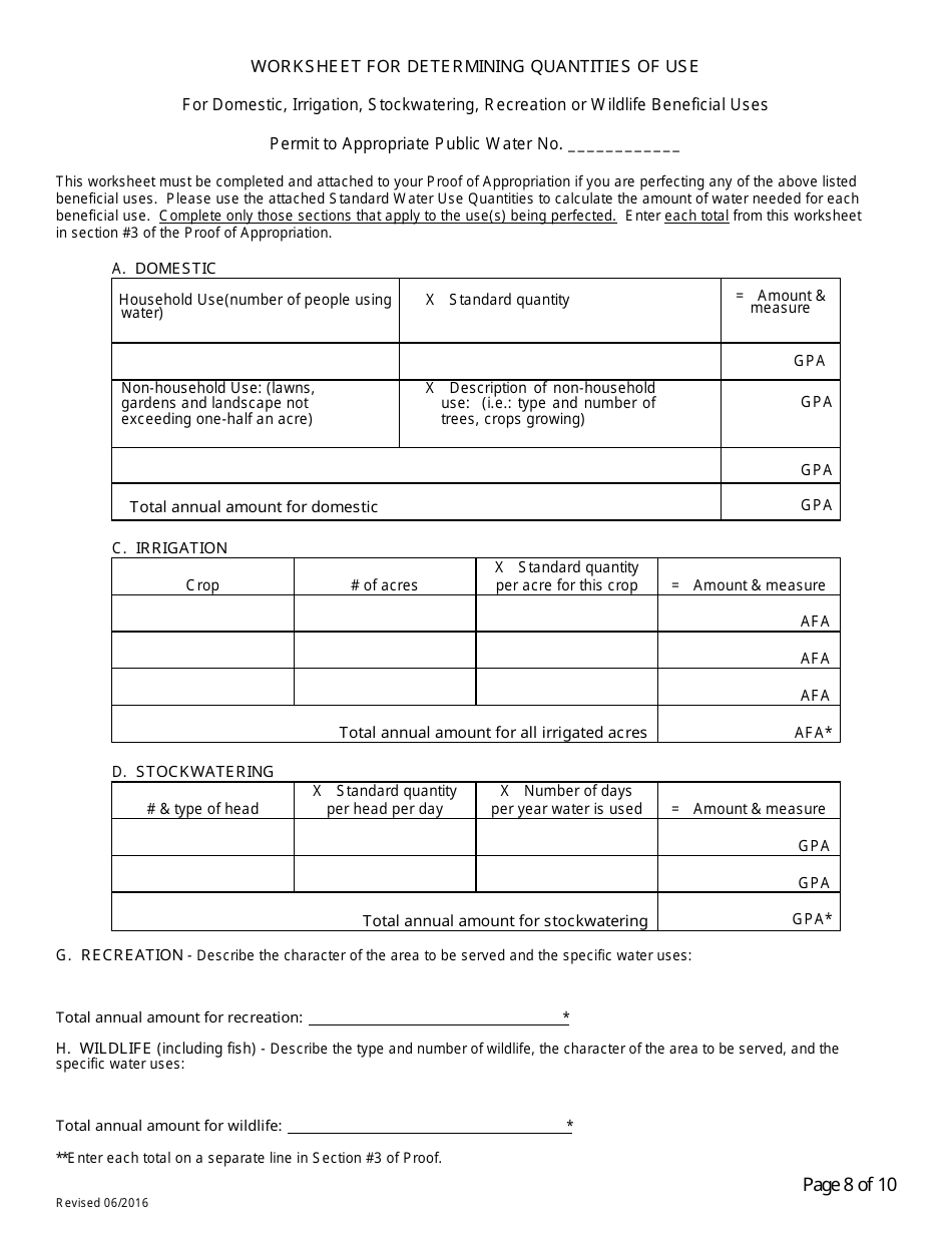 Application for Certificate of Water Right (Proof of Appropriation) of Water - Arizona, Page 8
