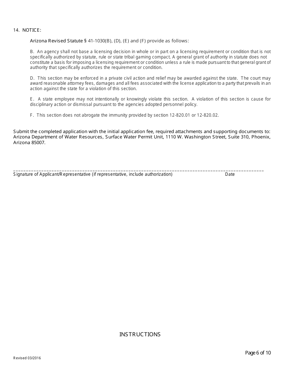 Application for Permit to Appropriate Public Water of the State of Arizona or to Construct a Reservoir - Arizona, Page 6