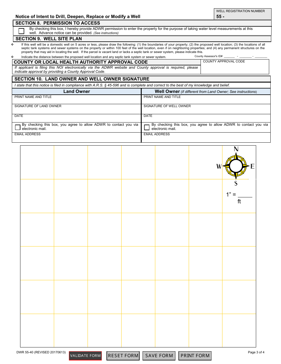 Form DWR55-40 Notice of Intention to Drill, Deepen, Replace or Modify a Well - Arizona, Page 3