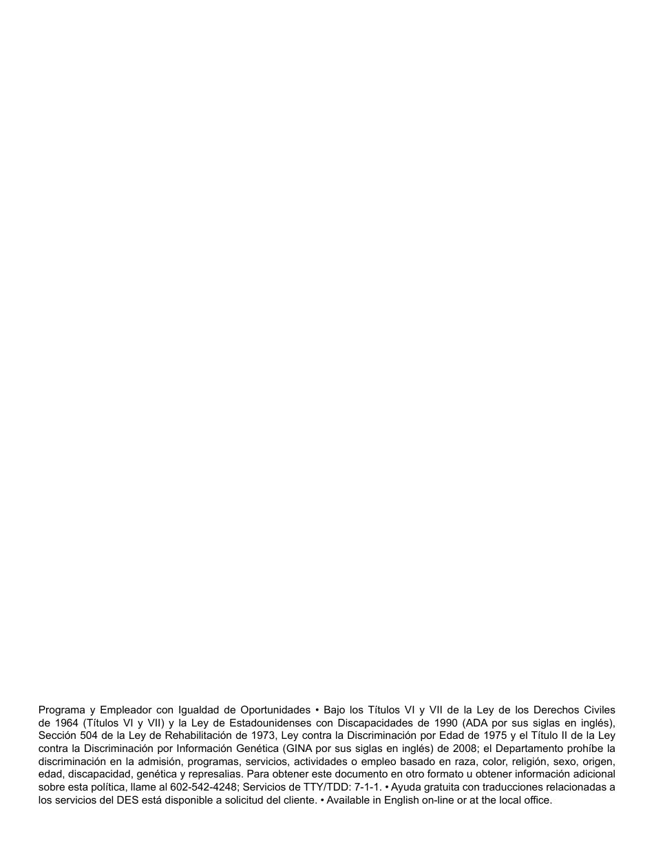 Formulario CC-228-S Registro Presupuestario De Empleo Propio - Arizona (Spanish), Page 2