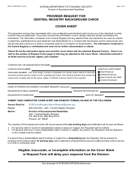 Document preview: Form DDD-1703AFORFF Provider Request for Central Registry Background Check - Arizona
