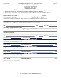 Document preview: Form DD-191-FF Incident Report - Arizona