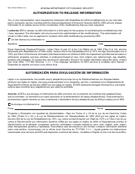 Document preview: Form DES-1059A FORNA Authorization to Release Information - Arizona (English/Spanish)