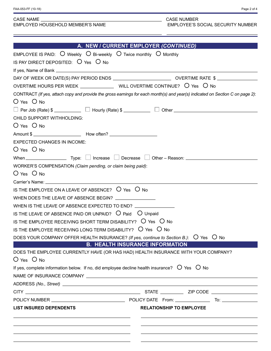 Form FA-053-FF Verification of Employment History - Arizona, Page 2