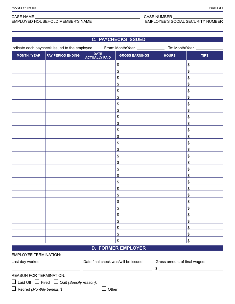 Form FA-053-FF Verification of Employment History - Arizona, Page 3