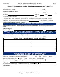 Document preview: Form FA-065-FF Verification of Living Arrangements/Residential Address - Arizona