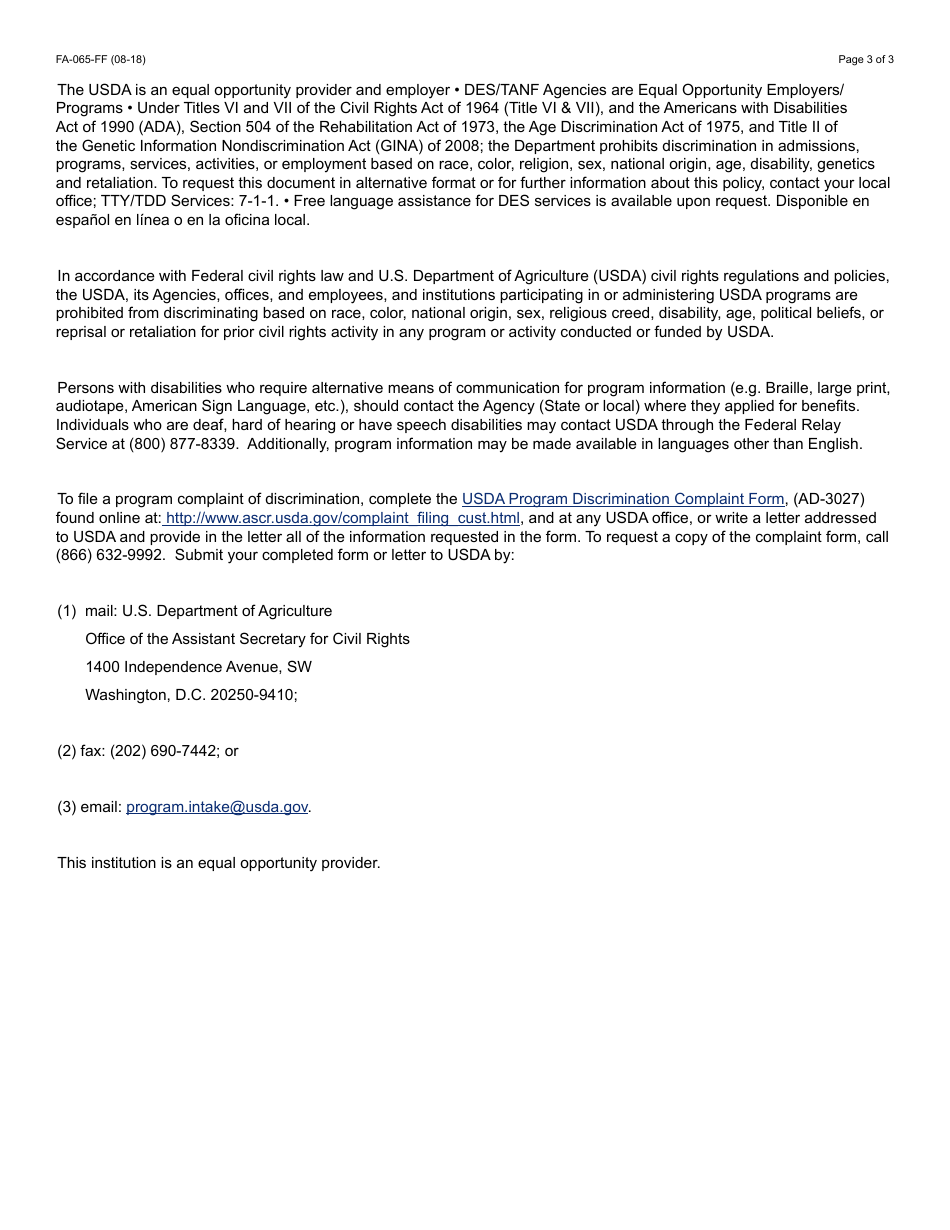 Form FA065FF Download Fillable PDF or Fill Online Verification of