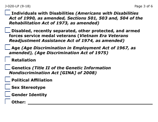 Form J-020-LP Client Discrimination Complaint - Arizona, Page 3
