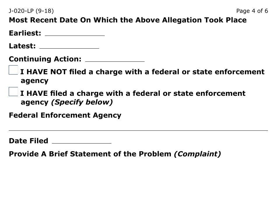 Form J-020-LP Client Discrimination Complaint - Arizona, Page 4