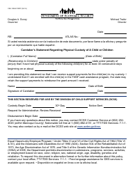Document preview: Form CSE-1290A Caretaker's Statement Regarding Physical Custody of a Child or Children - Arizona