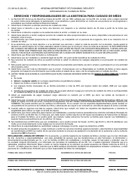 Document preview: Formulario CC-001A-S Derechos Y Responsabilidades De La Asistencia Para Cuidado De Ninos - Arizona (Spanish)