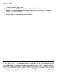 Formulario J-020-FFS Reclamo Por Discriminacion Del Cliente - Arizona (Spanish), Page 2