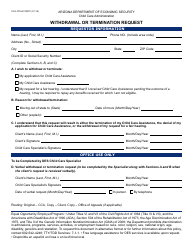 Document preview: Form CCA-1015A FORFF Withdrawal or Termination Request - Arizona