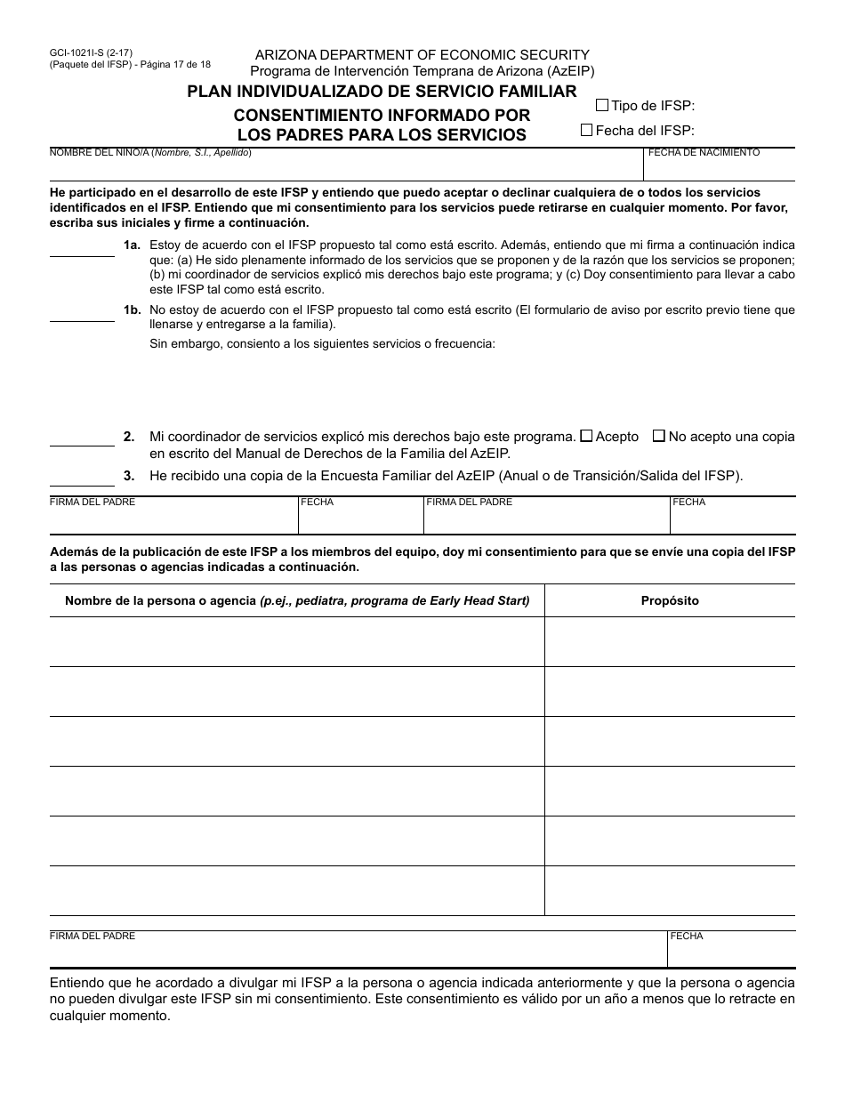 Formulario Gci 1021a S Fill Out Sign Online And Download Fillable Pdf Arizona Spanish