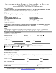 Document preview: Application for Name Change or Duplicate Copy of Certificate - Arizona