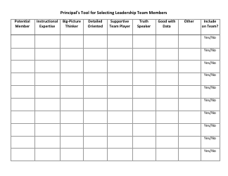 Document preview: Principal's Tool for Selecting Leadership Team Members - Arizona