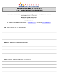 Essa Stakeholder Comment Form - Arizona, Page 2