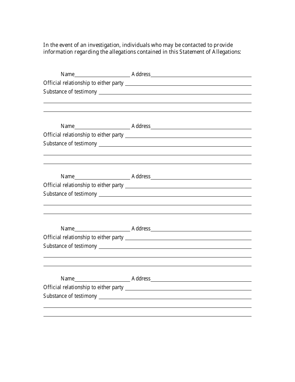Statement of Allegations Packet - Arizona, Page 4